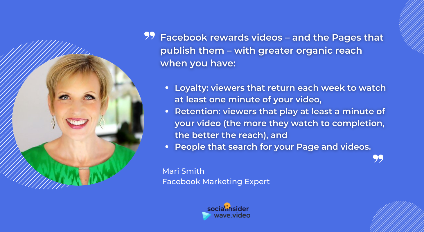 This is what Mari Smith, Facebook expert says about Facebook videos.