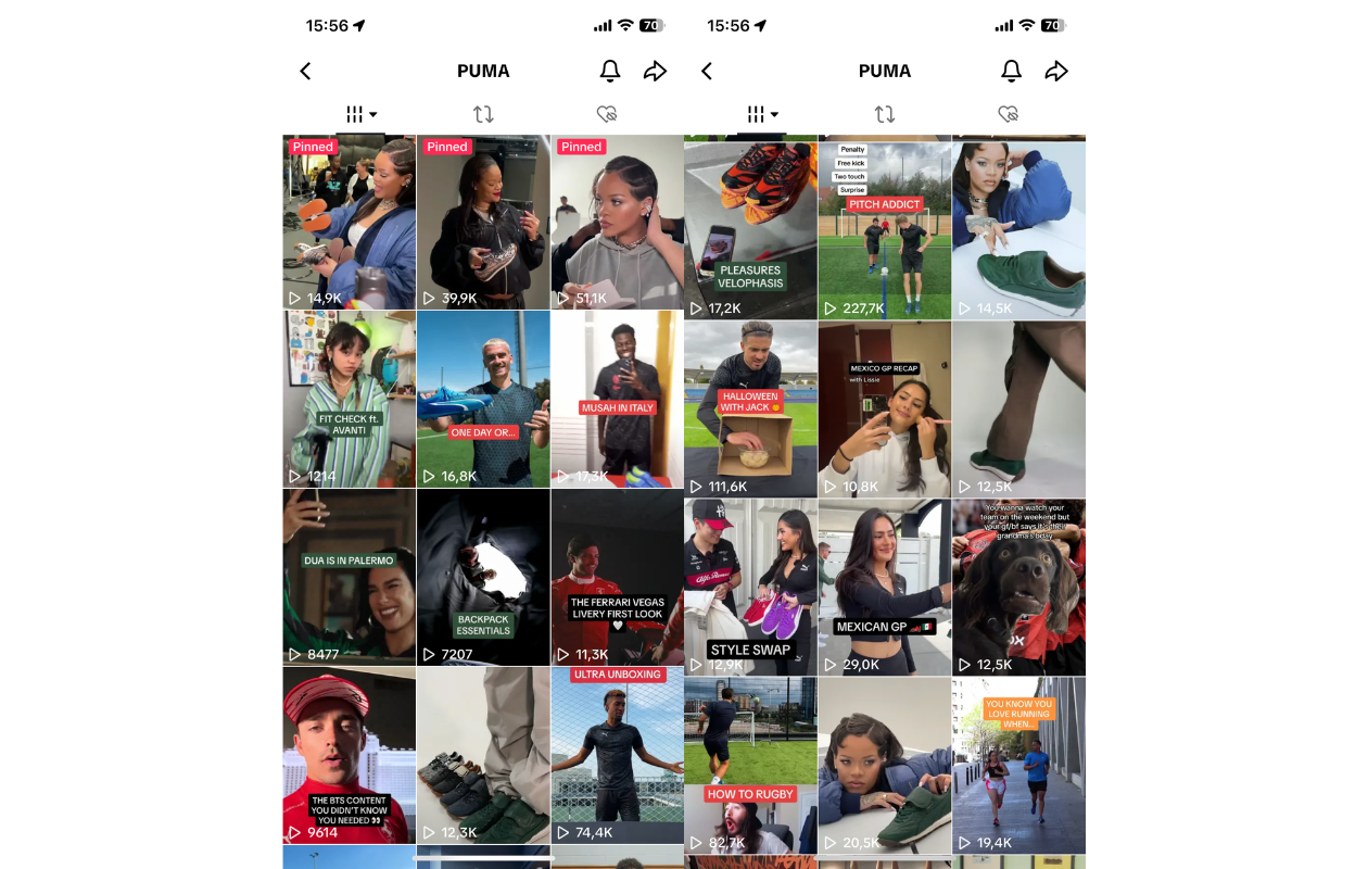 puma tiktok feed 