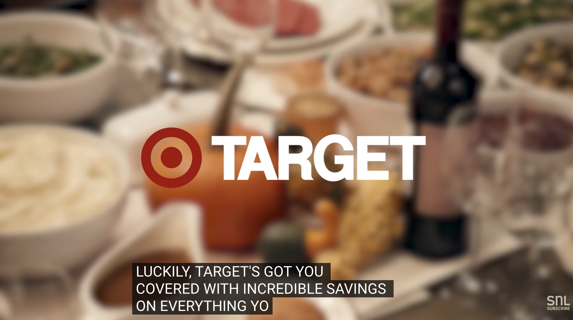 screenshot from target's snl commercial for thanksgiving on youtube